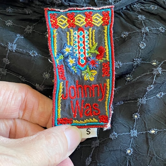 JOHNNY WAS Antoinette Crochet Jacket Blue Waterfall Cardigan Eyelet Boho S EUC - Picture 11 of 14